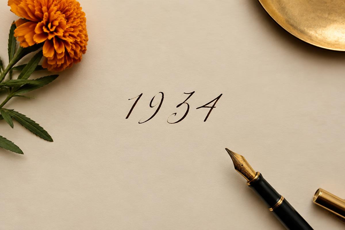 Hand-inked numerals on ivory paper with a fountain pen and marigold
